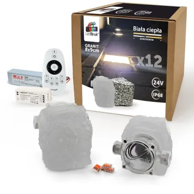 12x LedBruk Granit Mleczny 8x9x6,5 cm Biała ciepła-145269