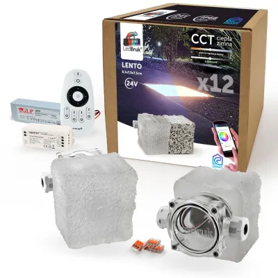12x LedBruk Świecąca Kostka Brukowa LED Lento CCT-192123