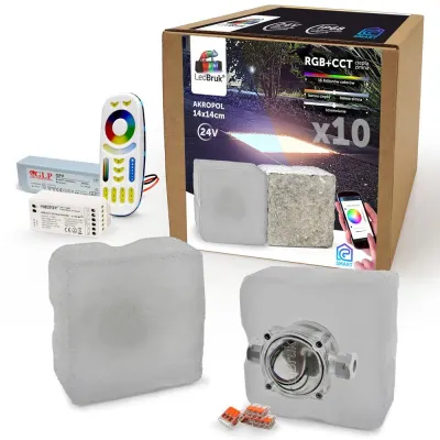 10x Świecąca Kostka Brukowa Akropol 14x14 RGB+CCT-193867