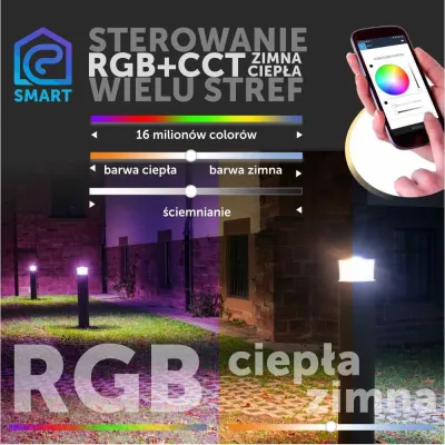 Lampa Ogrodowa LED 24V RGB+CCT 50cm Okrągła Czarna-216862