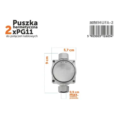 Puszka Mufa Hermetyczna IP68 x2 PG11 -zestaw 5 szt-222135
